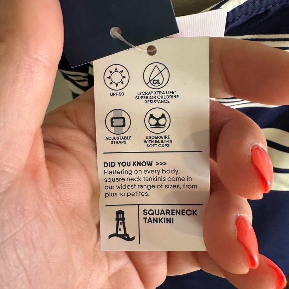 Lands' End Navy and White Striped Tankini - Picture 5 of 7